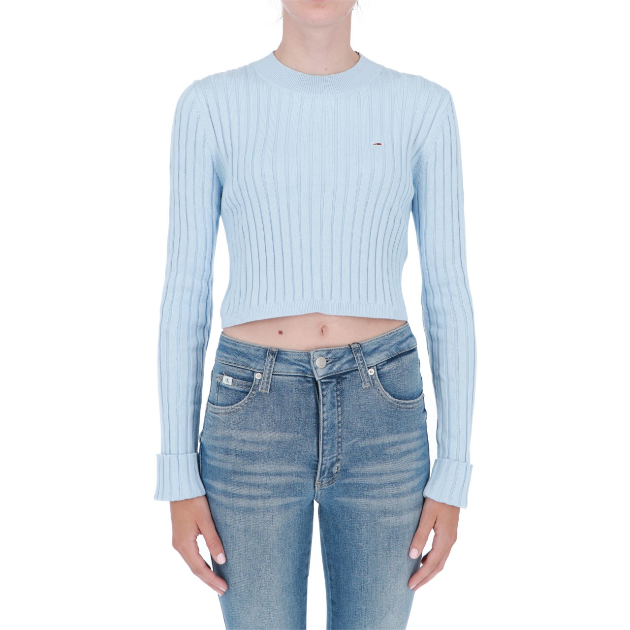 Tommy hilfiger Donna Maglia Tommy Hilfiger Jeans Donna Crop Rib Cotone 13587S