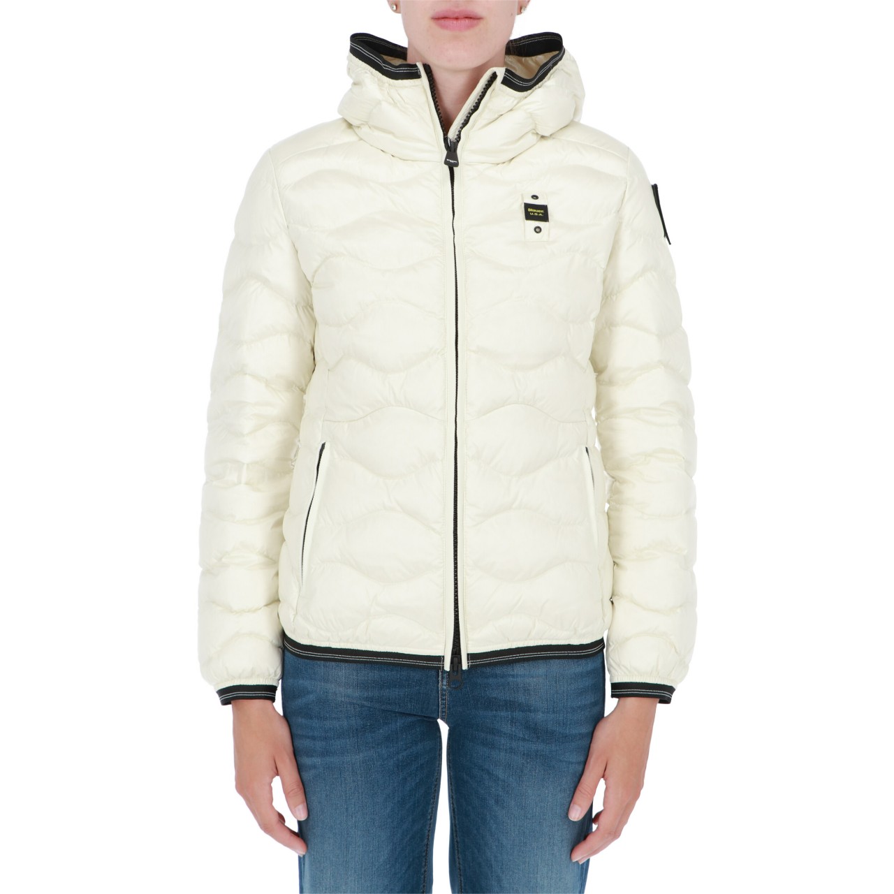 Blauer Donna Piumino Blauer Usa Donna Impuntura Onda Cappuccio 3586S